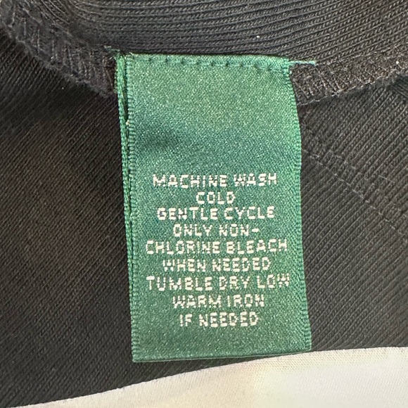 Ralph Lauren Black Long Sleeve Top w/ Brown Trim- XL- Cotton - Picture 4 of 11